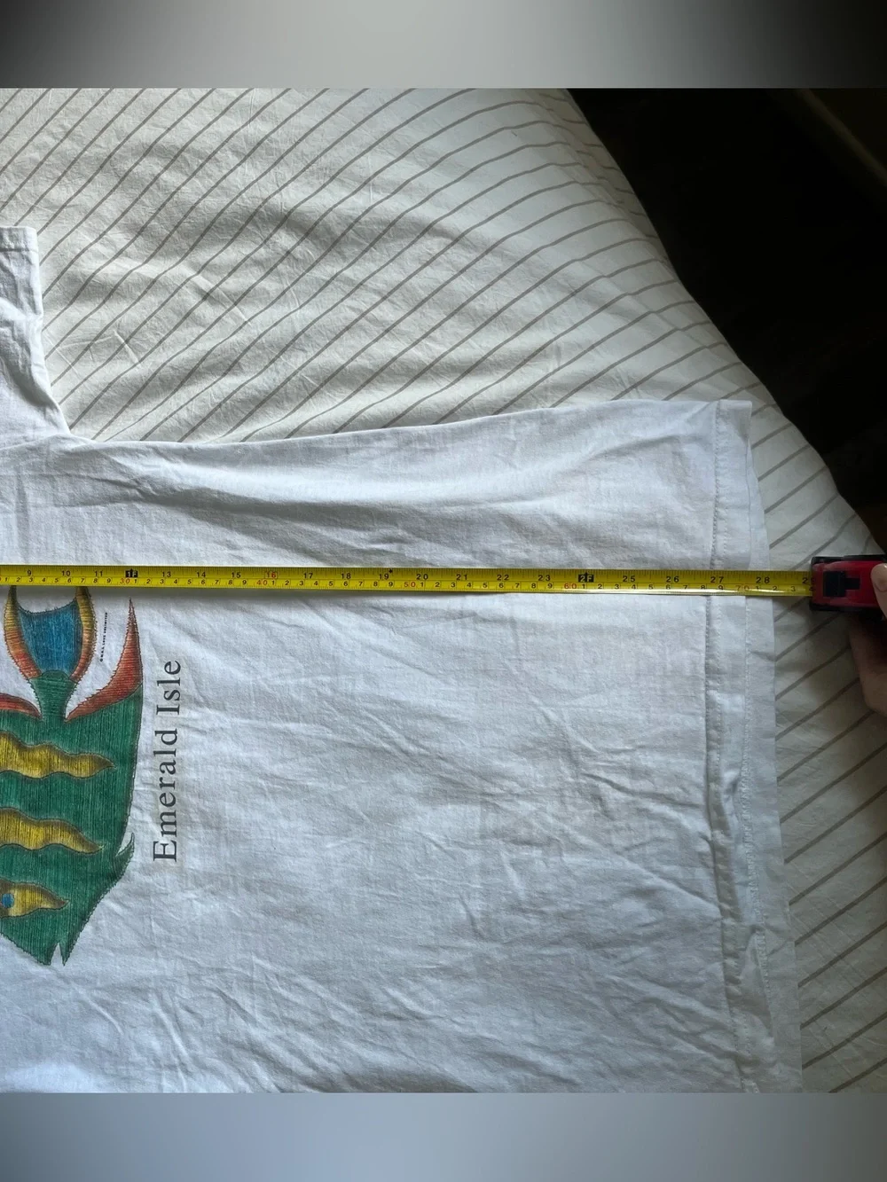 Emerald Isle White T-Shirt with Green & Yellow Fish Graphic